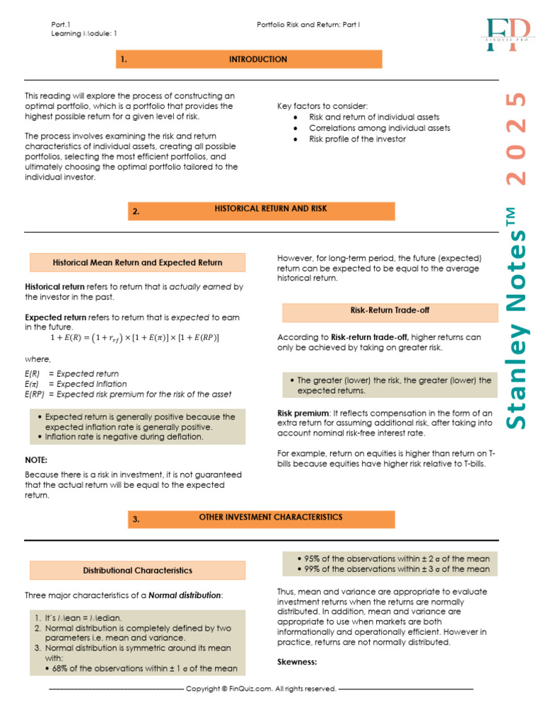Portfolio Risk and Return Basics | PDF | Risk Aversion | Utility