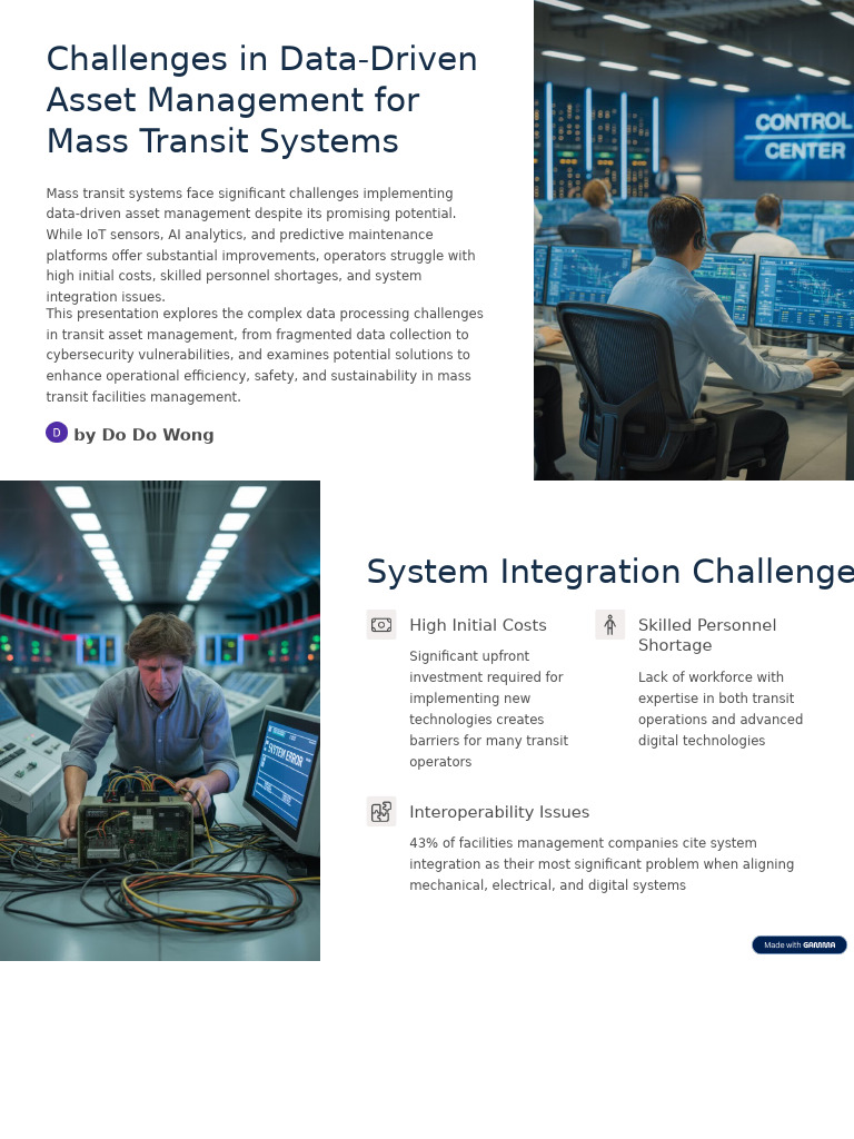 Challenges in Data Driven Asset Management For Mass Transit Systems ...