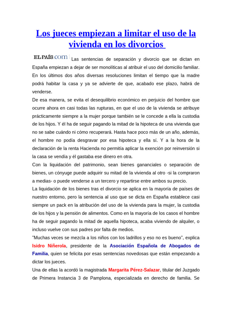Limitaciones en el uso de vivienda tras divorcio | PDF | Abuso infantil ...