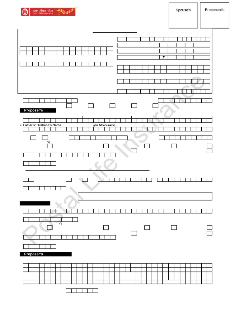 Postal Life Insurance Proposal Form | PDF | Insurance | Payments