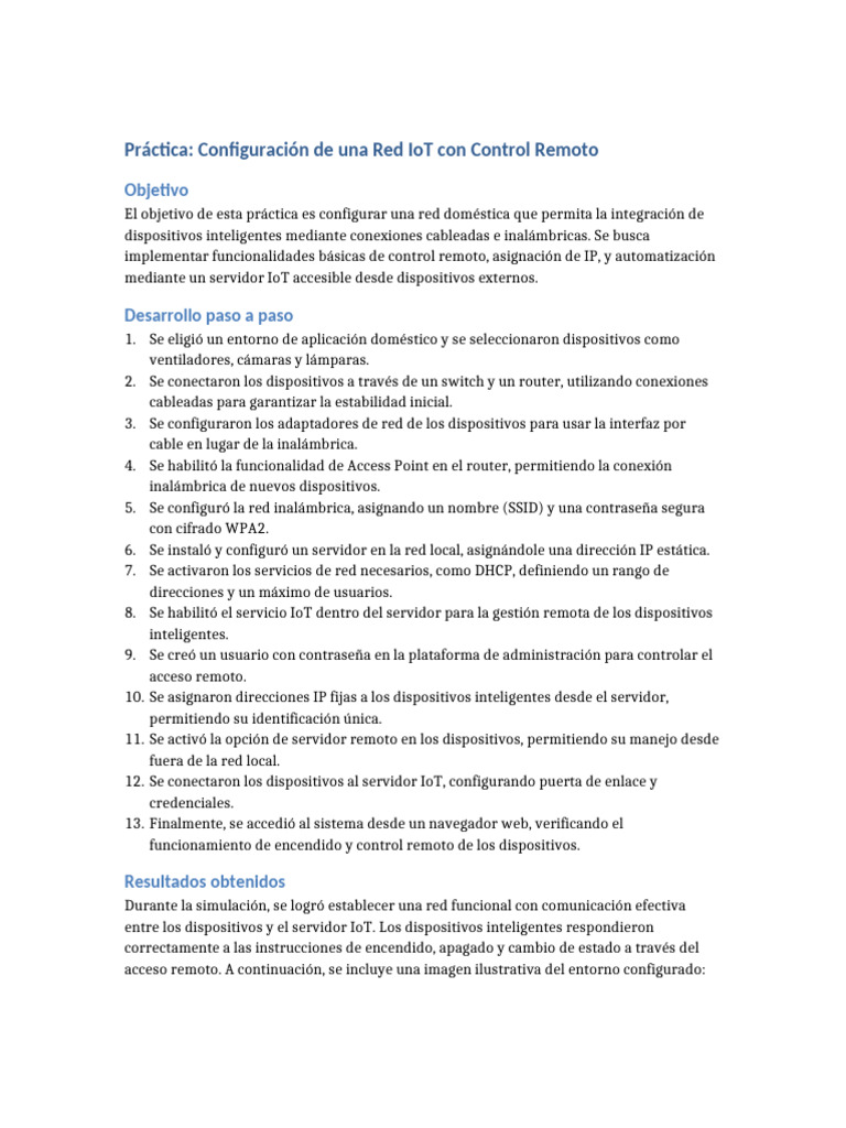 Practica Red IoT Control Remoto | PDF | Internet de las Cosas | Red de ...