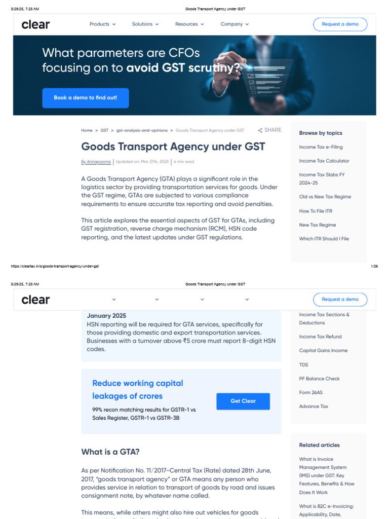 Goods Transport Agency Under GST | PDF | Taxes | Invoice