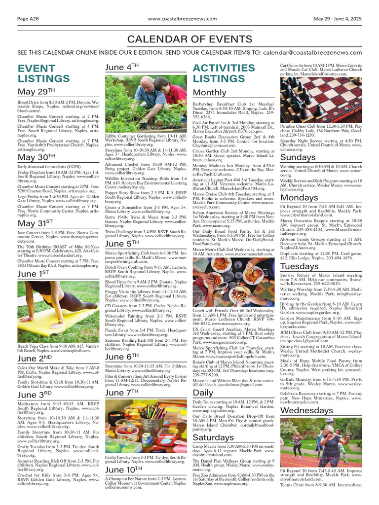 Naples Weekly Events Calendar | PDF