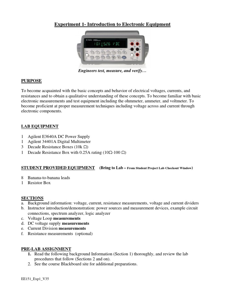 Introduction to Basic Electrical Concepts and Test Equipment | PDF ...