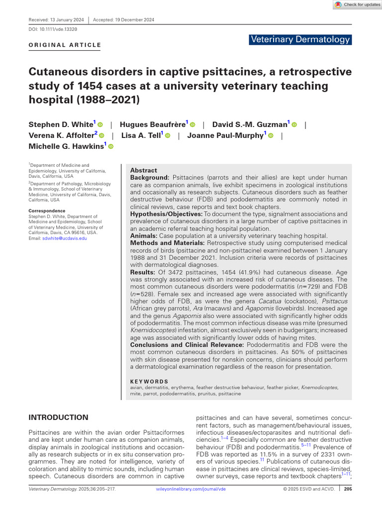 Pododermatitis in Captive Psittacines | PDF | Parrot | Dependent And ...