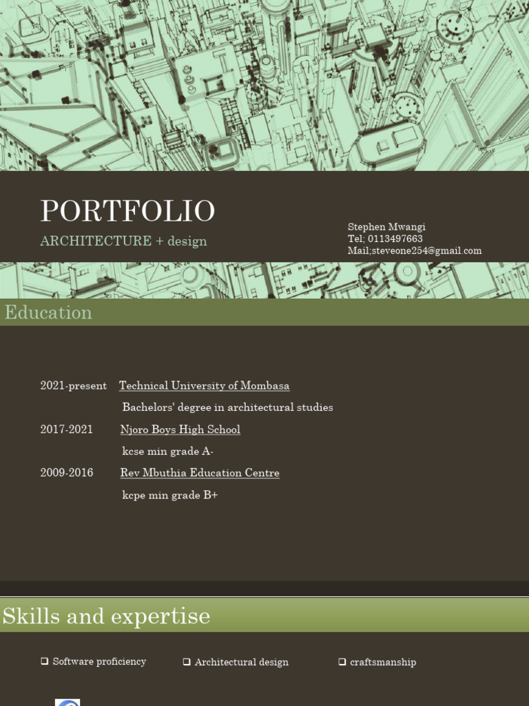ARCHITECTURAL PORTFOLIO Entails Three Proposal Projects Done While at ...