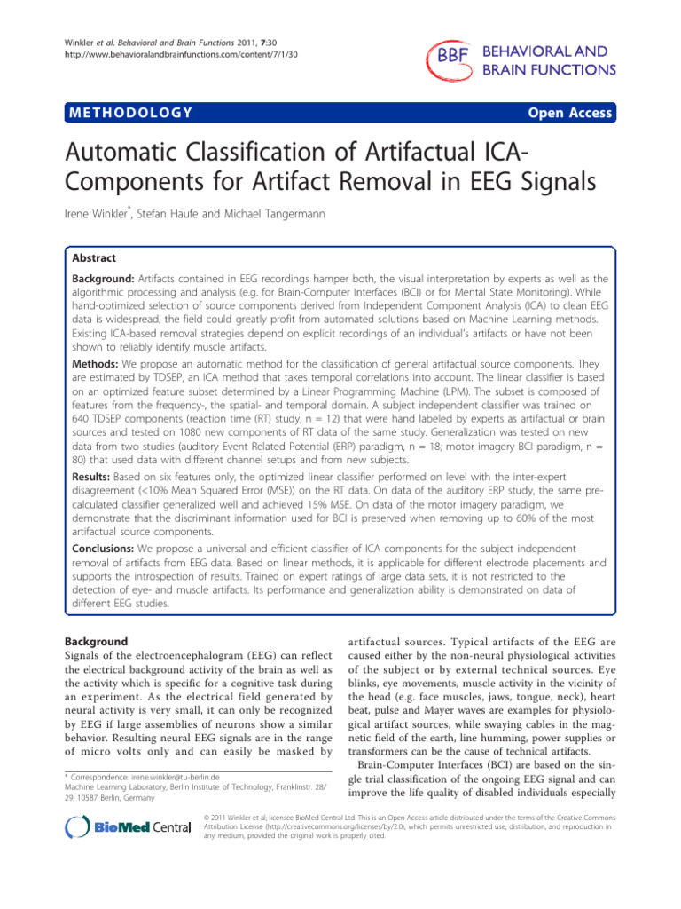 Automated EEG Artifact Classification | PDF | Electroencephalography ...