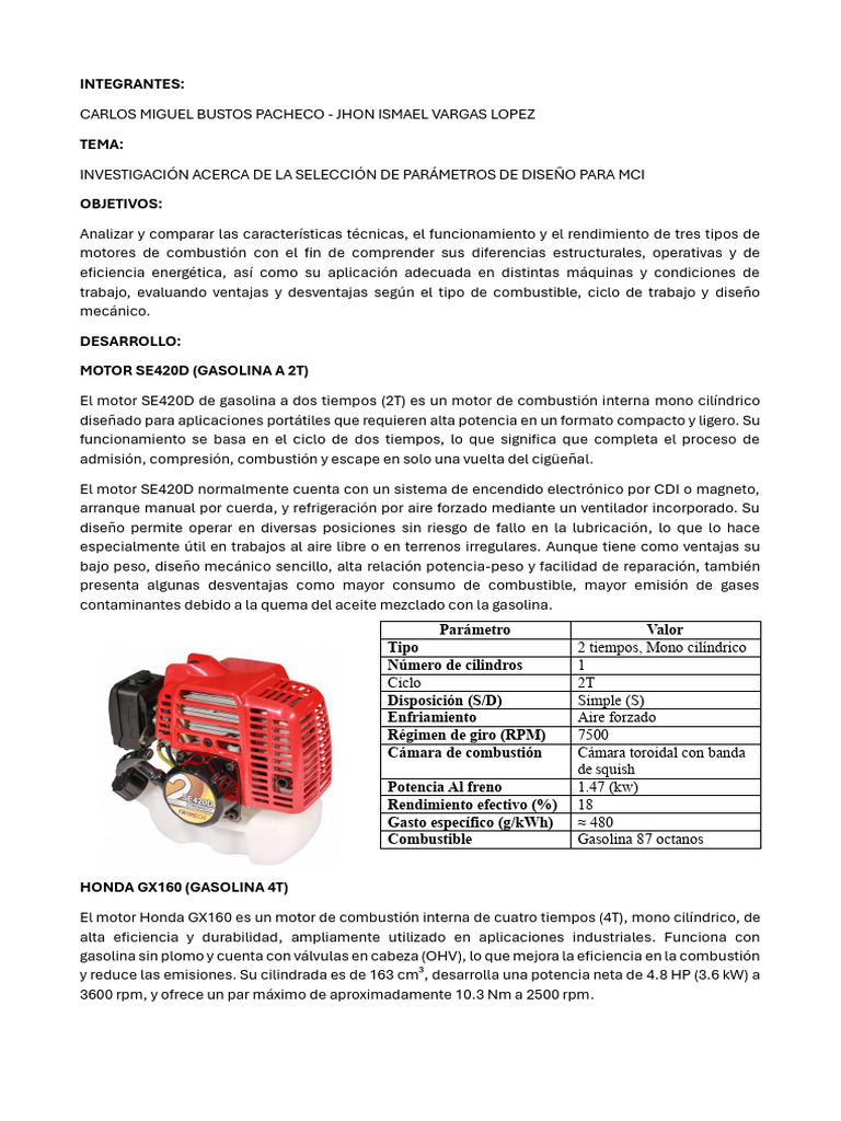 Bustos Carlos Inv2 | PDF | Motor de combustión interna | Motor diesel