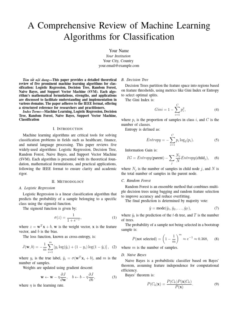 A Comprehensive Review of Machine Learning Algorithms For ...