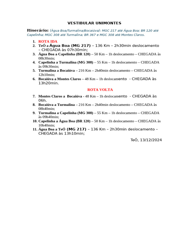 ROTA UNIMONTES | PDF