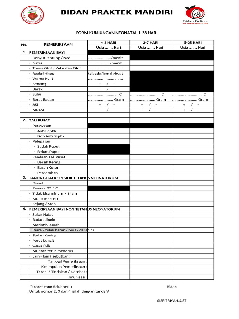 Formulir Kunjungan Neonatal 1-28 Hari | PDF