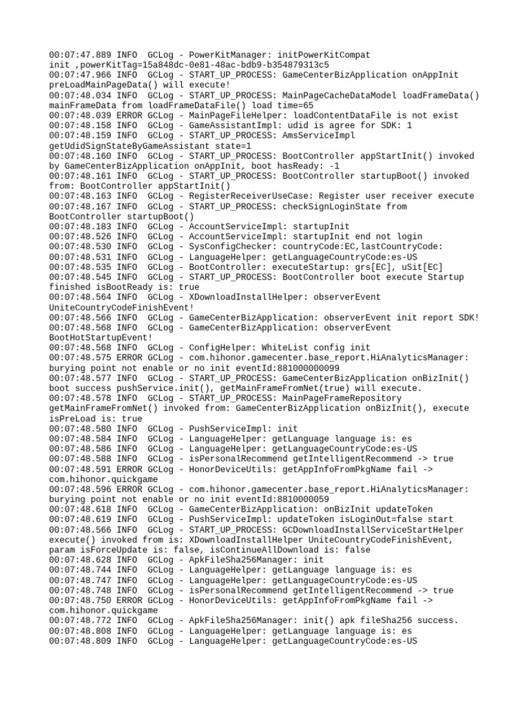 GameCenter App Startup Log Analysis | PDF | Computing | Software