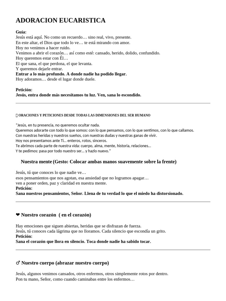 Adoración Eucarística: Sanación y Perdón | PDF | eucaristía | Amor