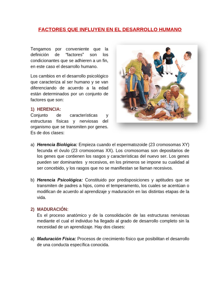 Factores Que Influyen en El Desarrollo Humano | PDF | Aprendizaje ...