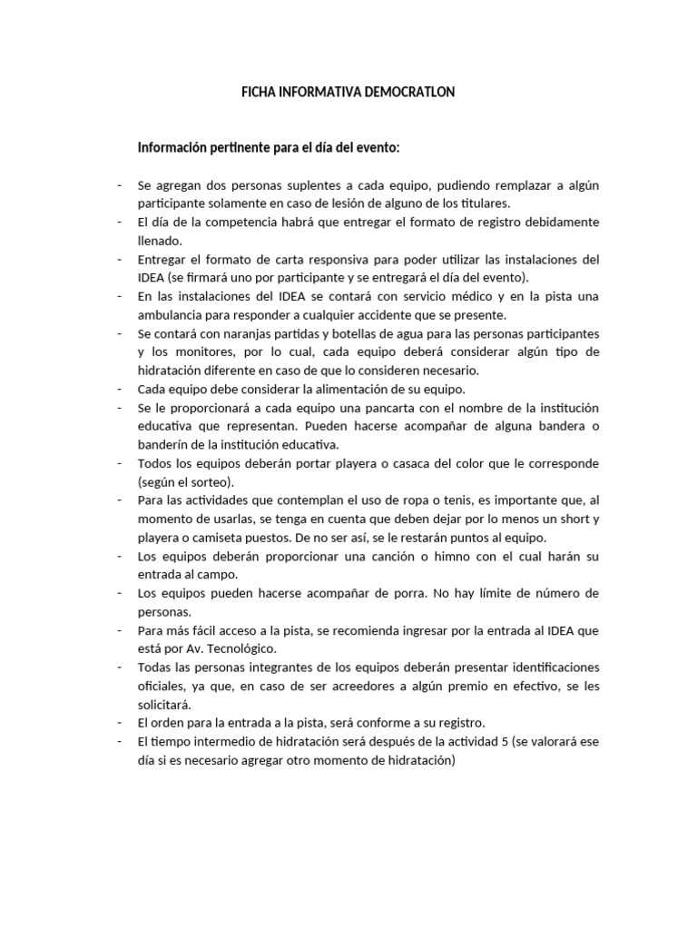 Ficha Informativa Democratlon | PDF