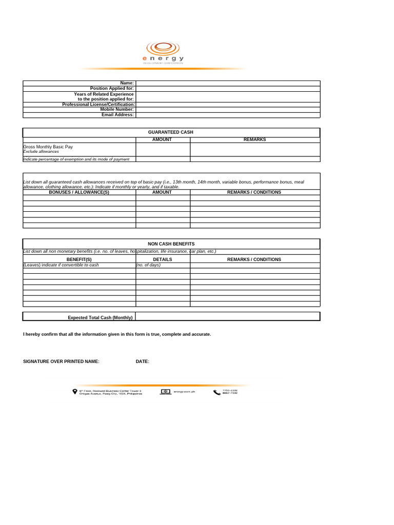 Compensation Details Form | PDF