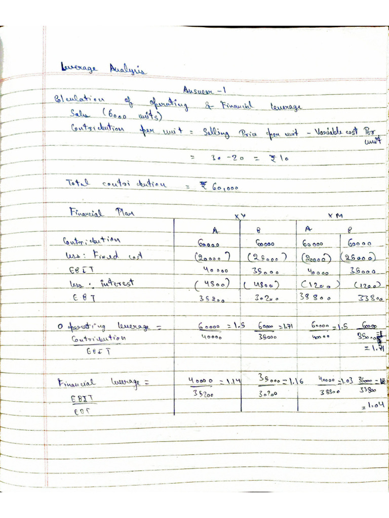 Leverage Analysis Test 1 | PDF