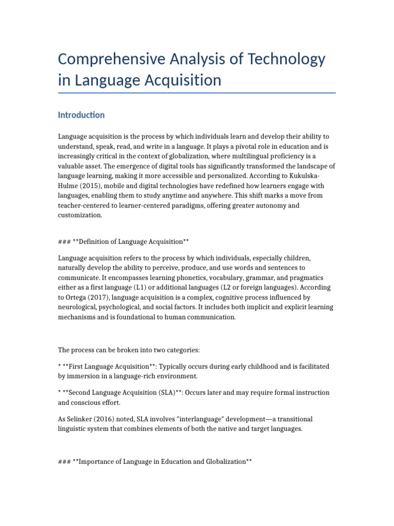 Technology's Impact on Language Learning | PDF | Second Language ...