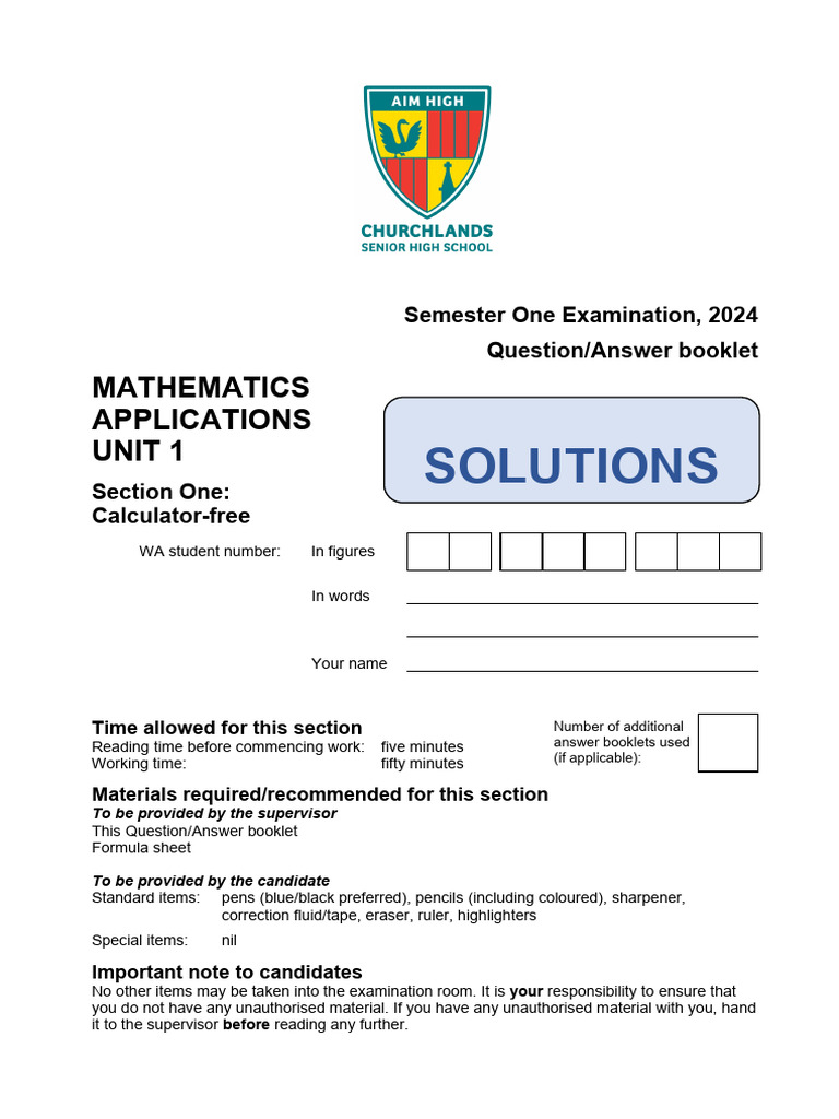 Waep 2024 Yr11 Apps U1 S1 Solns | PDF | Dividend | Matrix (Mathematics)