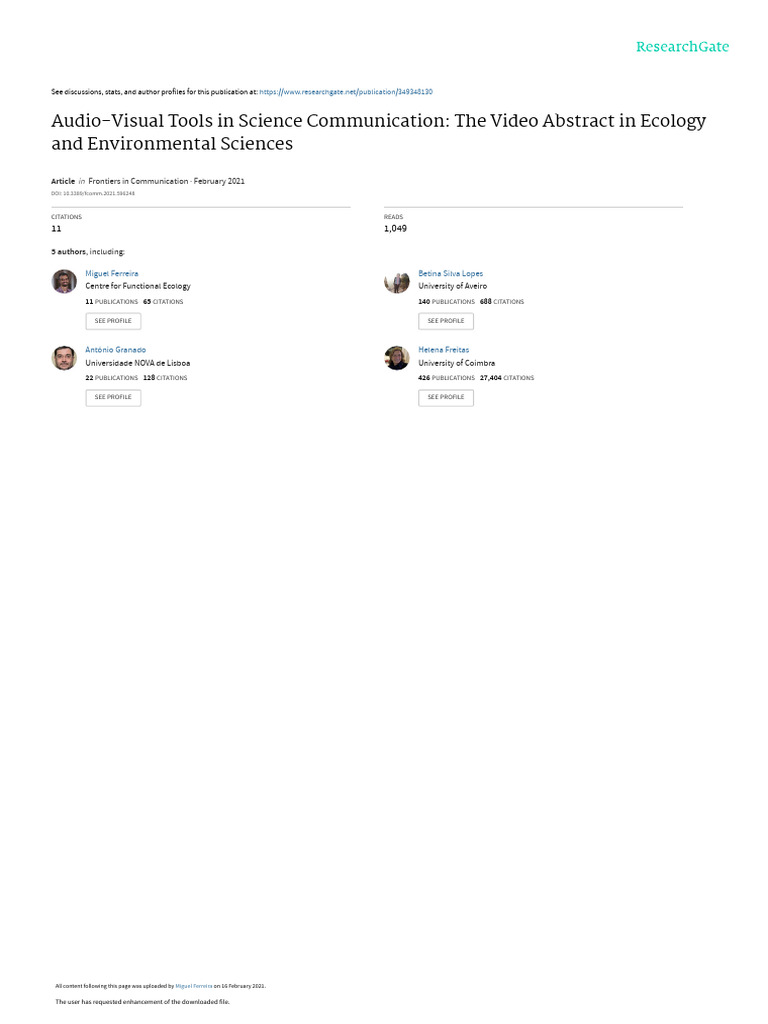Video Abstracts in Ecology Communication | PDF