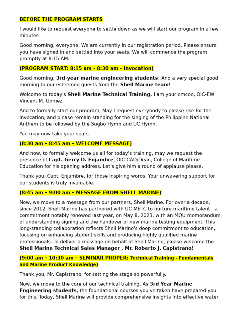 Shell Marine Technical Training Overview | PDF