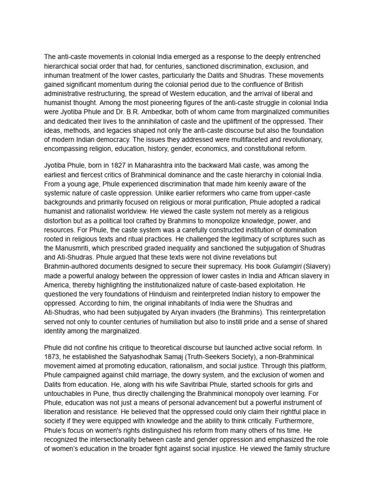 Anti-Caste Movements in Colonial India | PDF | Dalit | Caste
