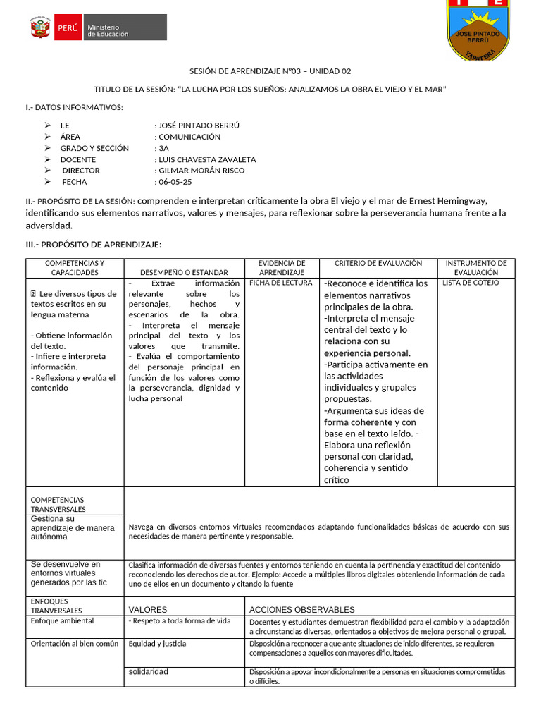 Sesión de Aprendizaje 3 | PDF | Enseñando | Aprendizaje