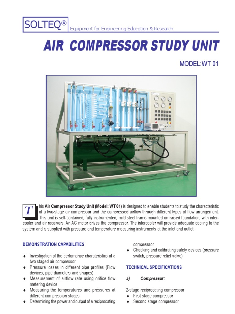 Air Compressor Study Unit Solteq PDF Gas Compressor Flow Measurement