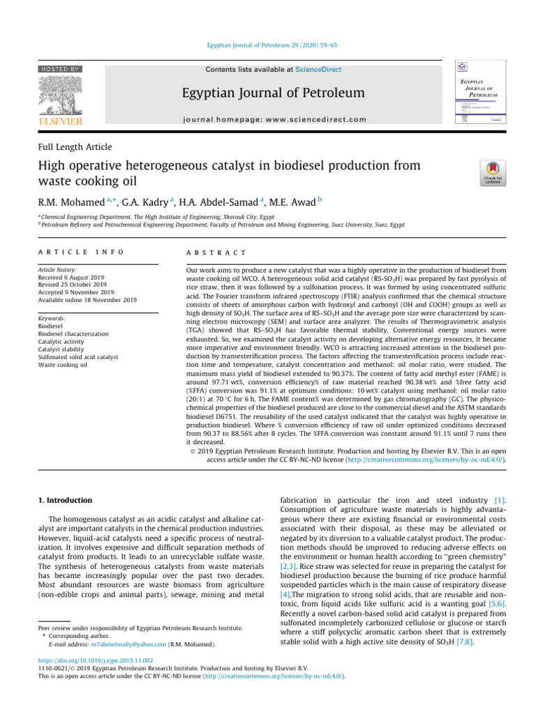 High-Performance Catalyst for Biodiesel | PDF | Biodiesel | Catalysis