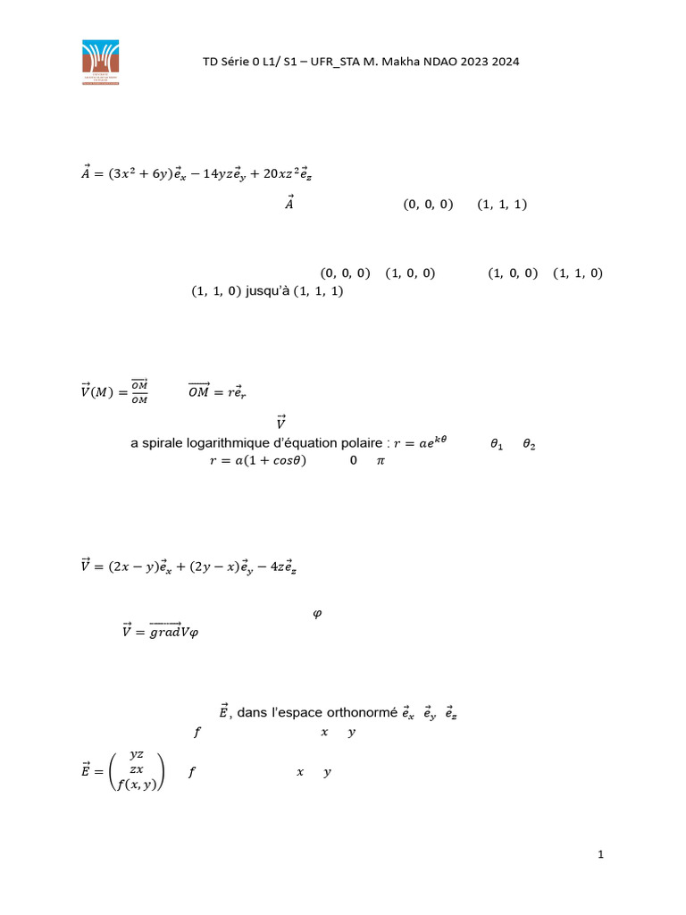 Exercices de champ vectoriel et circulation | PDF | Pente | Scalaire ...