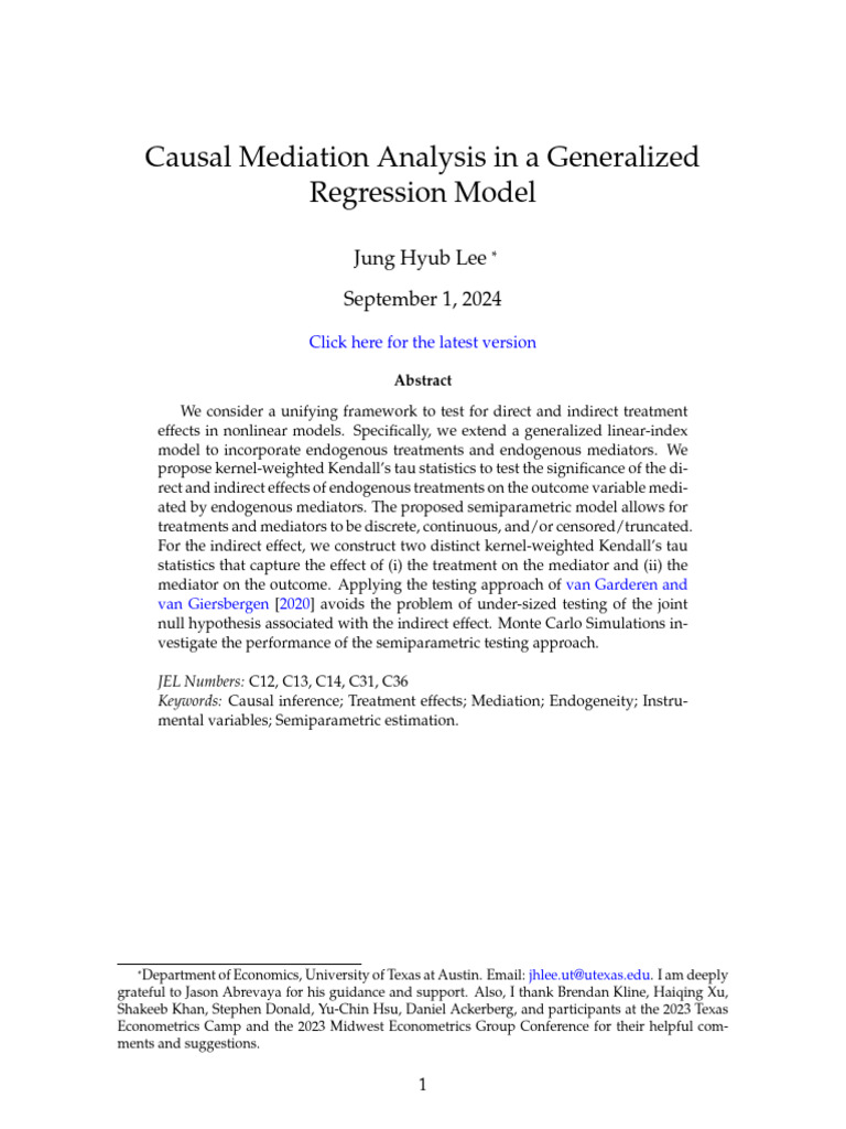 Causal Mediation Analysis in Regression | PDF | Statistics | Regression ...