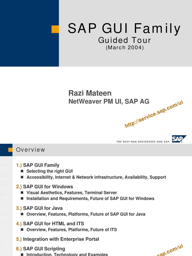 SAP GUI Family: Guided Tour | PDF | Web Server | Internet & Web