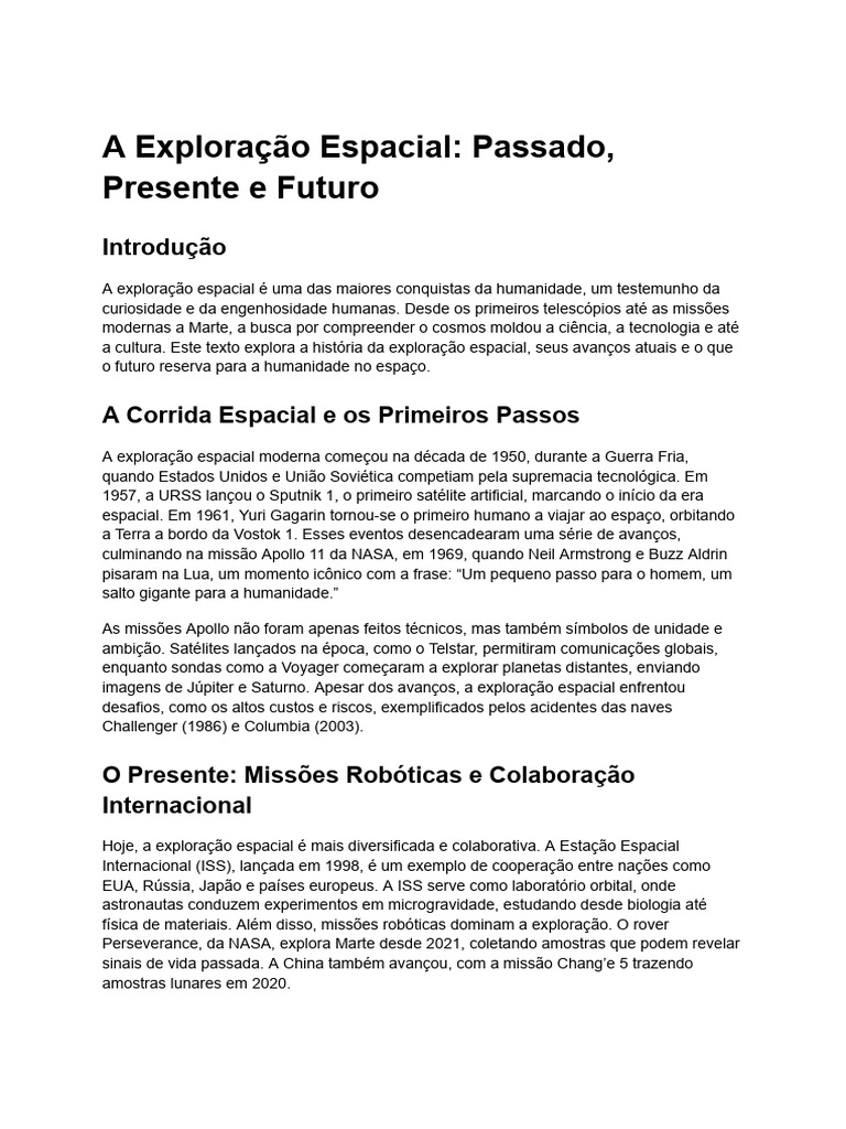 Futuro da Exploração Espacial | PDF | Exploração espacial | Nasa