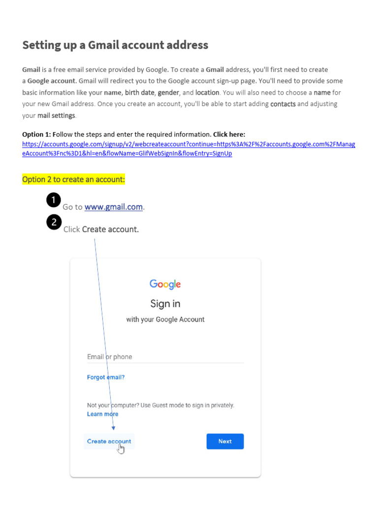 Settingupa Gmailaccountaddress | PDF