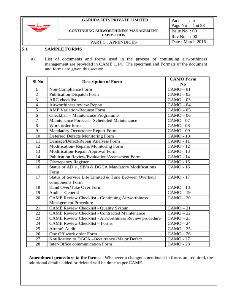 Continuing Airworthiness Management Forms | PDF | Aircraft | Transport