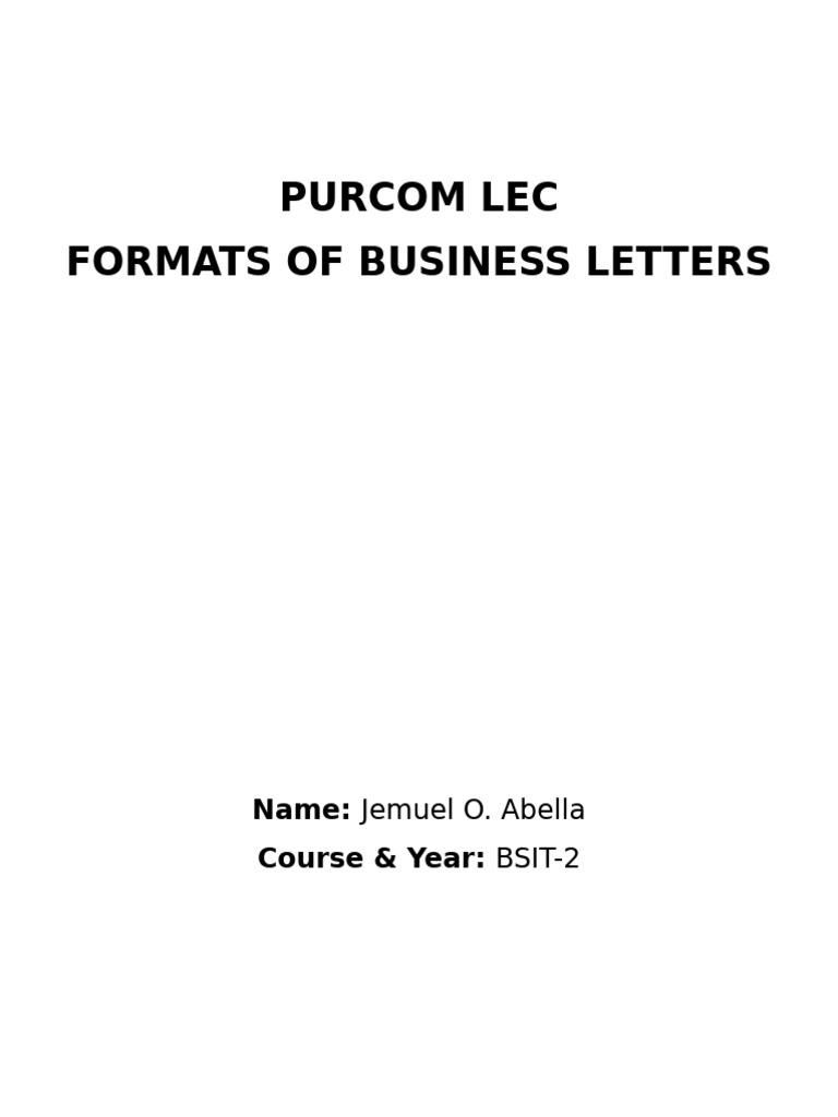 Business Letter Formats Guide | PDF