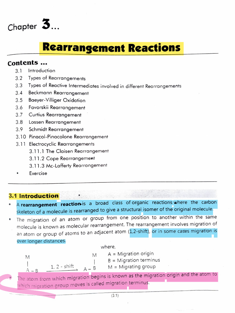 Rearrangement Reactions in Organic Chemistry | PDF | Chemical Reactions ...