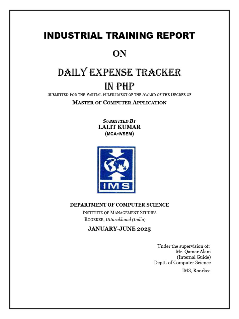 PHP Daily Expense Tracker Report | PDF | My Sql | Php