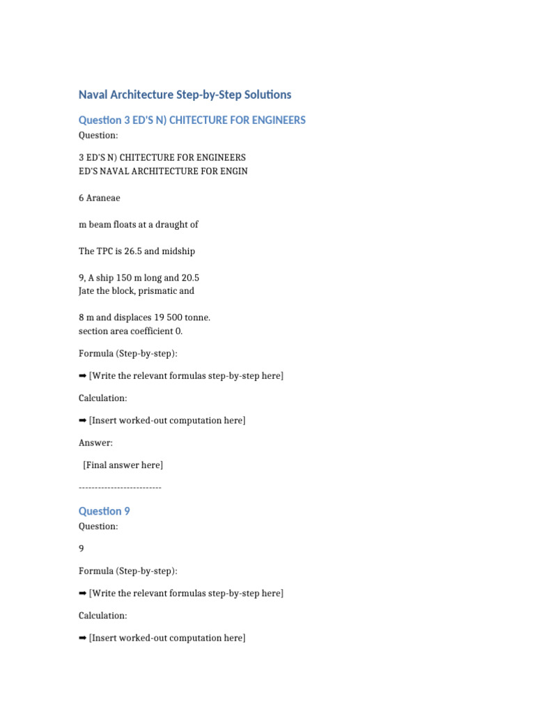 Naval Architecture Calculations Guide | PDF | Heavy Industry | Ships