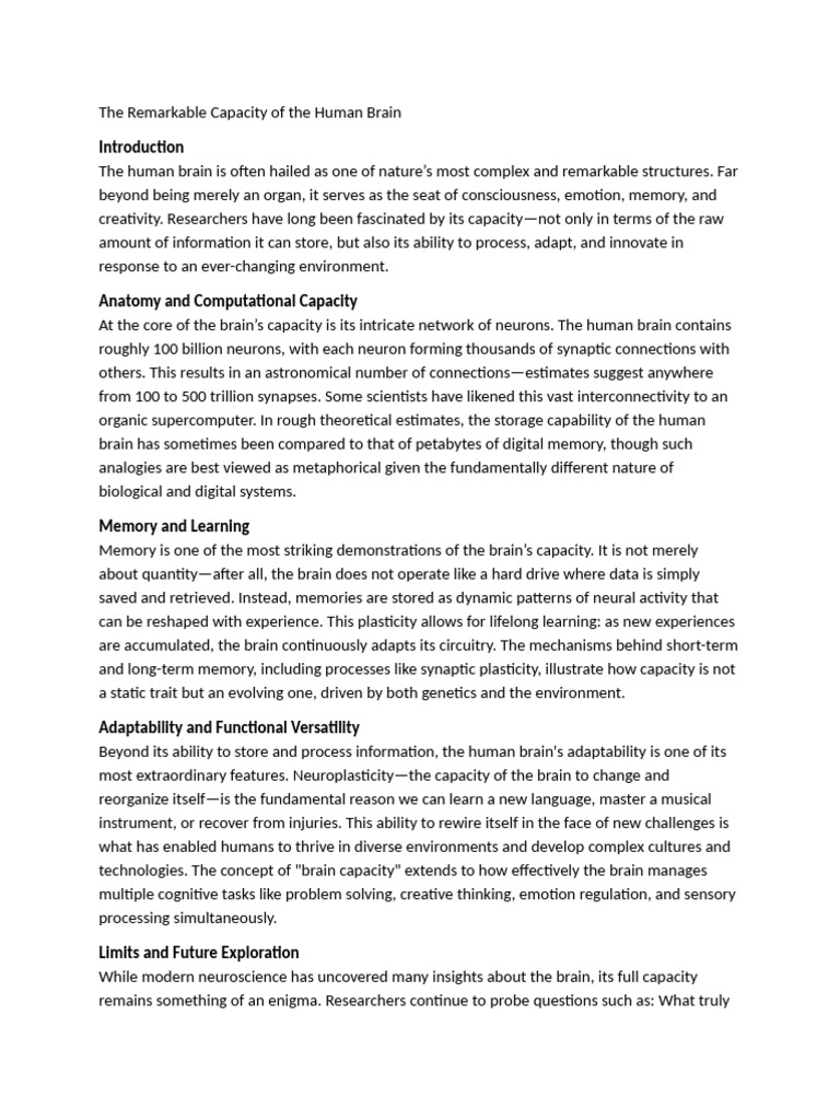 Human Brain Capacity Explained | PDF | Brain | Memory