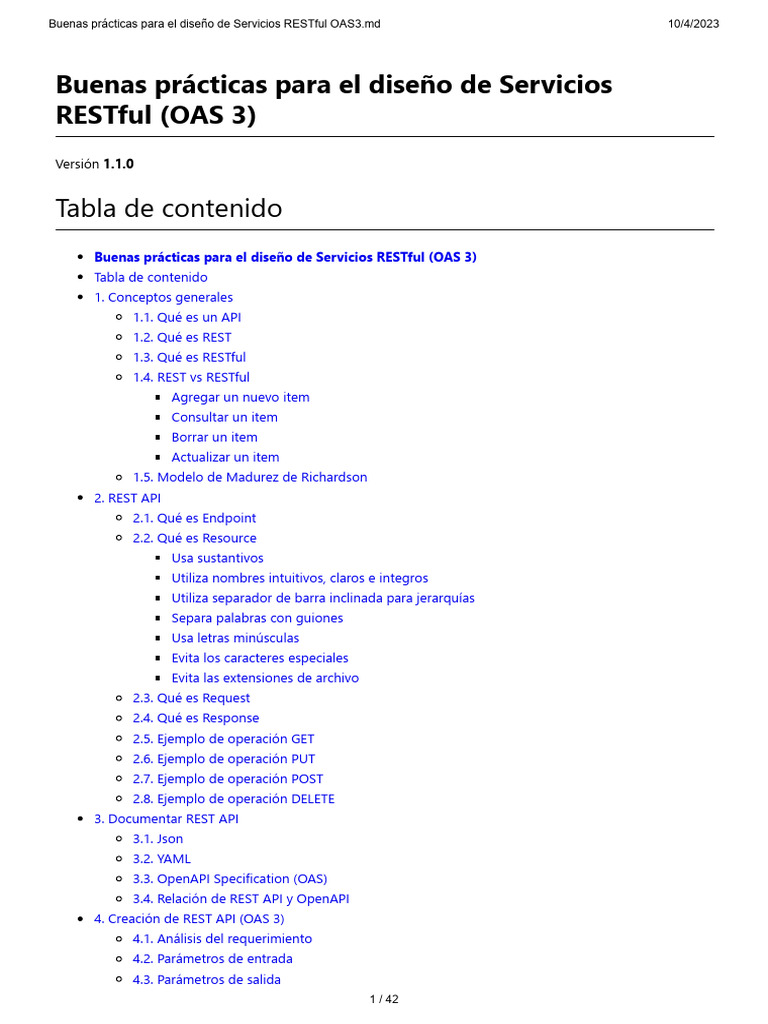 Buenas prácticas para Servicios RESTful OAS3 | PDF | Arquitectura de ...