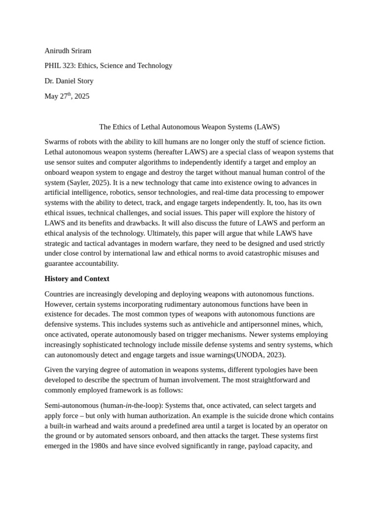 Ethical Analysis of Lethal Autonomous Weapons | PDF | Artificial ...