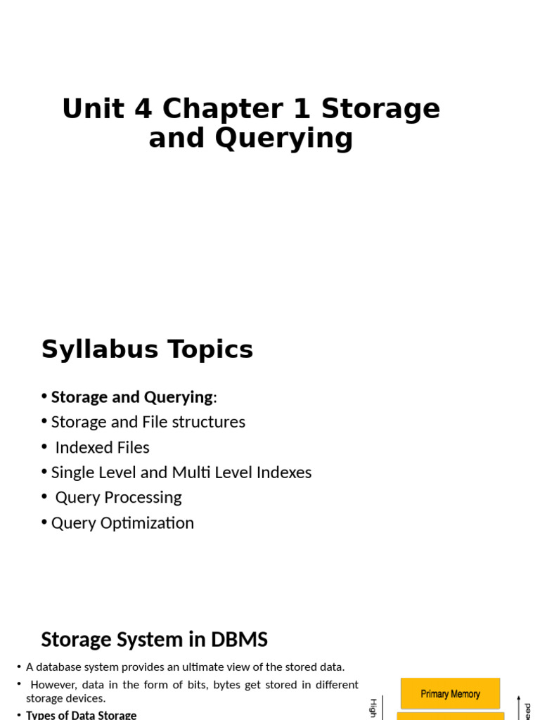 Data Storage and Querying in DBMS | PDF | Database Index | Computer ...