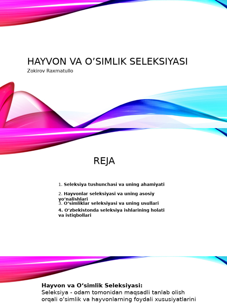 Hayvon Va O'simlik Seleksiyasi | PDF