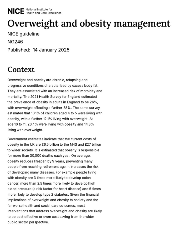 Overweight and Obesity Management Guidelines | PDF | Obesity | Health Care