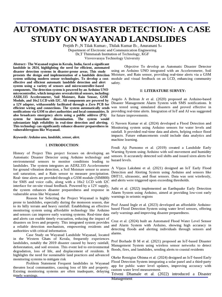 Automatic Landslide Detection System | PDF | Arduino | Landslide