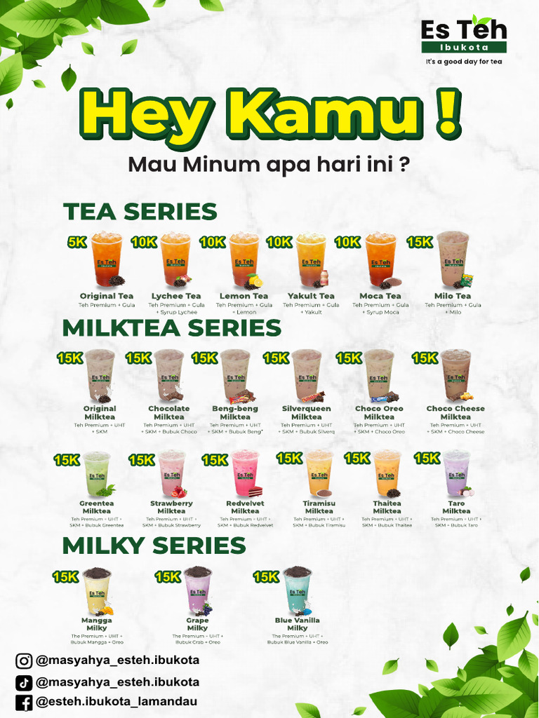 Esteh Ibu Kota Menu | PDF