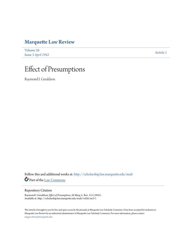 Effect of Legal Presumptions in Law | PDF | Burden Of Proof (Law ...