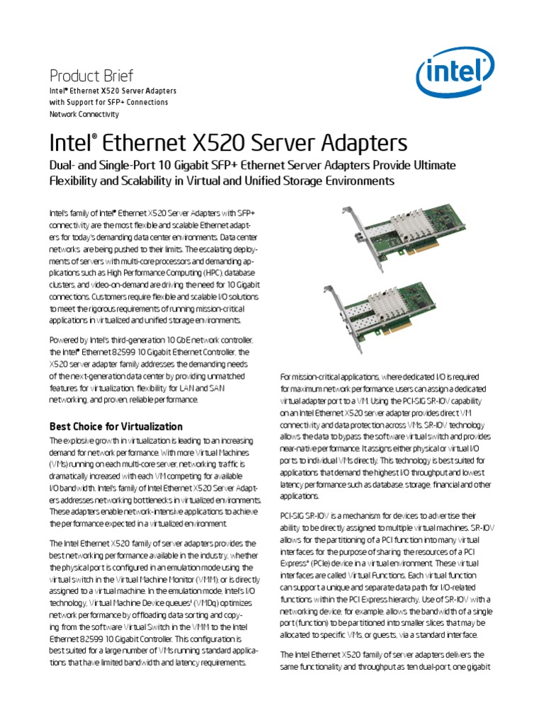 Ethernet x520 Server Adapters Brief | PDF | Ethernet | Computer Network