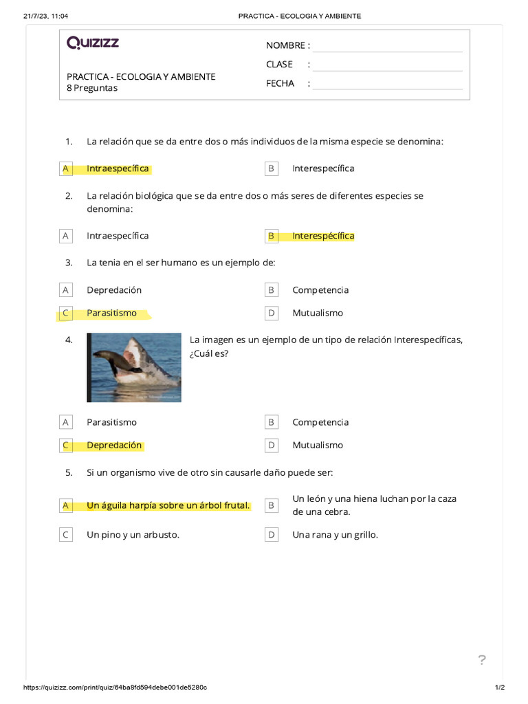 Practica - Ecologia y Ambiente | PDF | Depredación | Interacciones ...